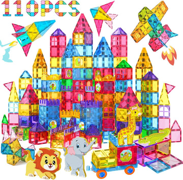 Jasonwell Magnetic Tiles Kids Magnetic Blocks Building Sets 3D Magnet Tile Building Toy Construction Educational STEM Toys Christmas Birthday Gifts for Toddlers Boys Girls 3 4 5 6 7 8 9 10 + Year Old - Jasonwell